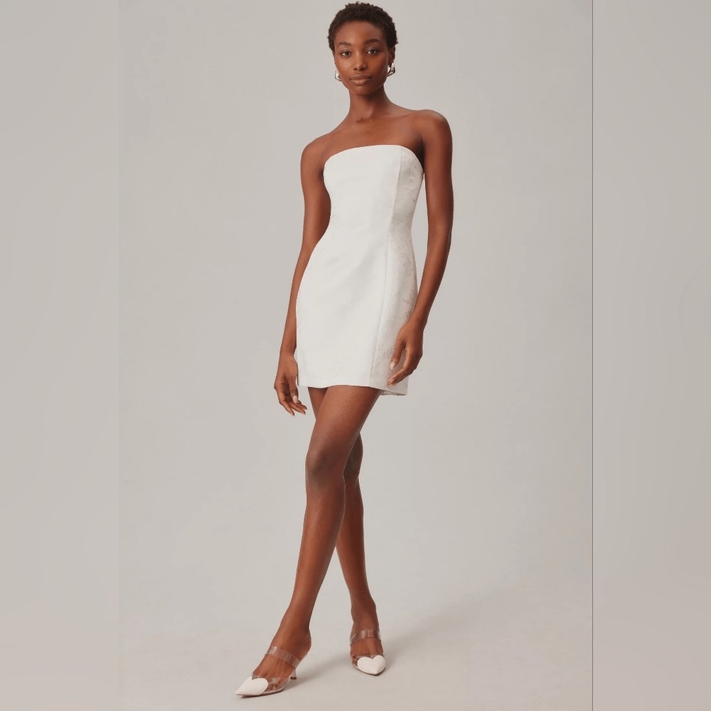 Reformation Strapless White Dress